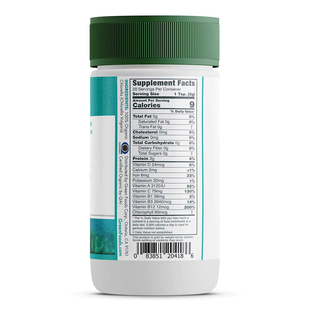 Green Foods Pure Organic Chlorella Powder 60g - Easy Pharmacy LLC