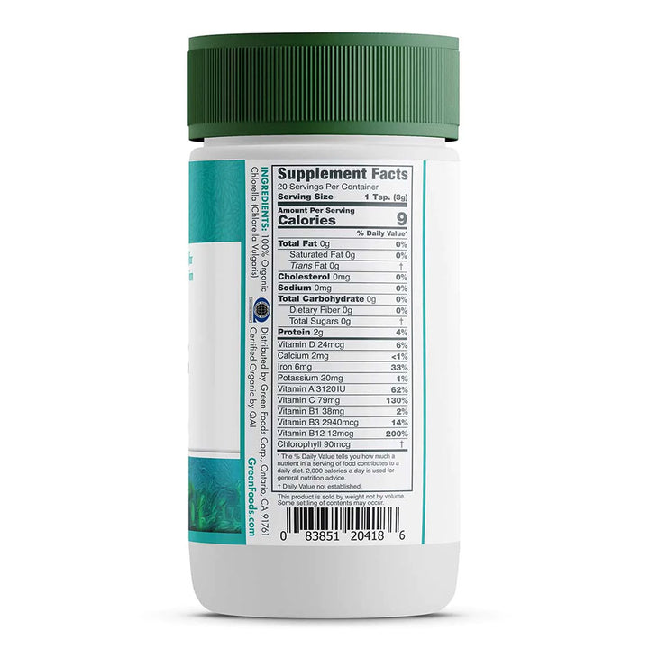 Green Foods Pure Organic Chlorella Powder 60g - Easy Pharmacy LLC