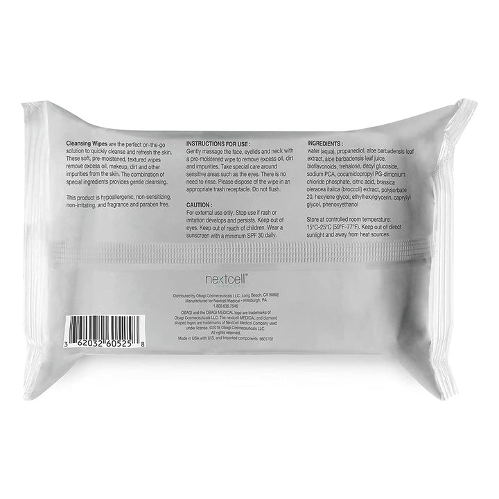 Obagi Medical On The Go Cleansing & Makeup Removing Wipes For Oily & Acne Prone Skin, Pack of 25's - Easy Pharmacy LLC