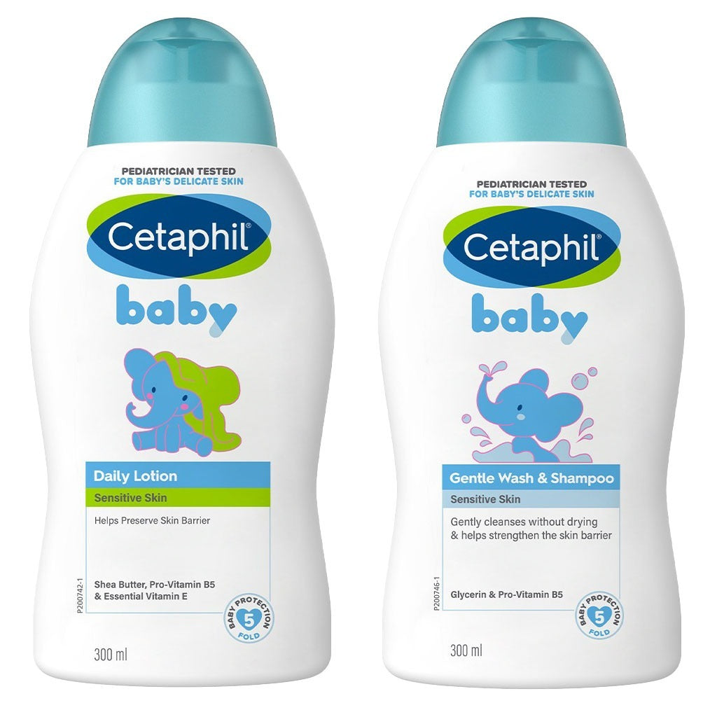 Cetaphil Baby Daily Lotion With Shea Butter & Baby Gentle Wash & Shampoo For Sensitive Skin 300ml, Pack of 2's PROMO PACK - Easy Pharmacy LLC