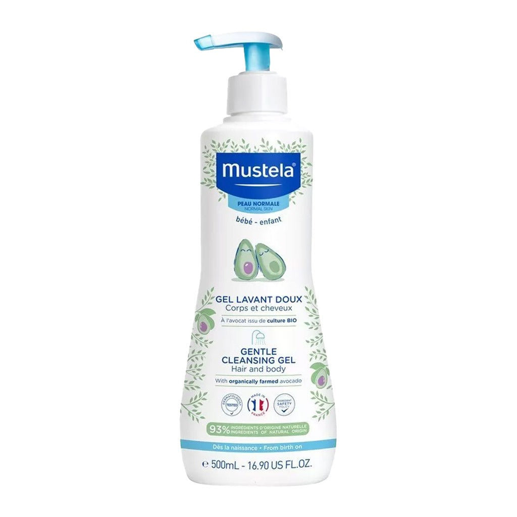 Mustela Baby Skin Care Essentials With Mustela Baby Gentle Cleansing Gel, Hair & Body Wash For Normal Skin 500ml + Mustela Baby Hydra Bebe Soothing Moisturizing Body Lotion 300ml, Promo Pack of 2 Pieces - Easy Pharmacy LLC
