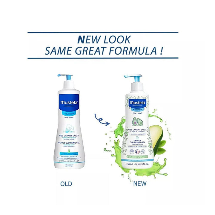 Mustela Baby Skin Care Essentials With Mustela Baby Gentle Cleansing Gel, Hair & Body Wash For Normal Skin 500ml + Mustela Baby Hydra Bebe Soothing Moisturizing Body Lotion 300ml, Promo Pack of 2 Pieces - Easy Pharmacy LLC