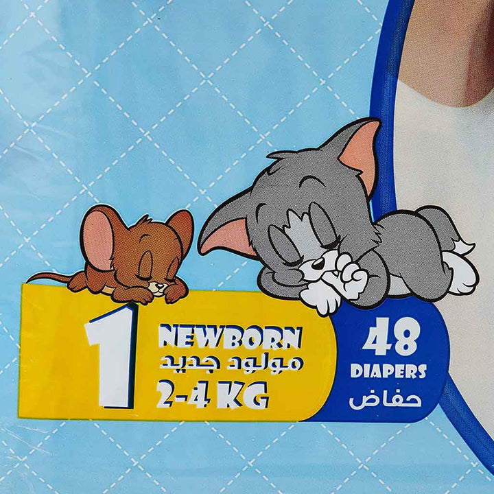 Sanita Bambi Tom And Jerry Baby Diapers, Size 1, For New Born With 2-4 Kg, Value Pack of 48's - Easy Pharmacy LLC