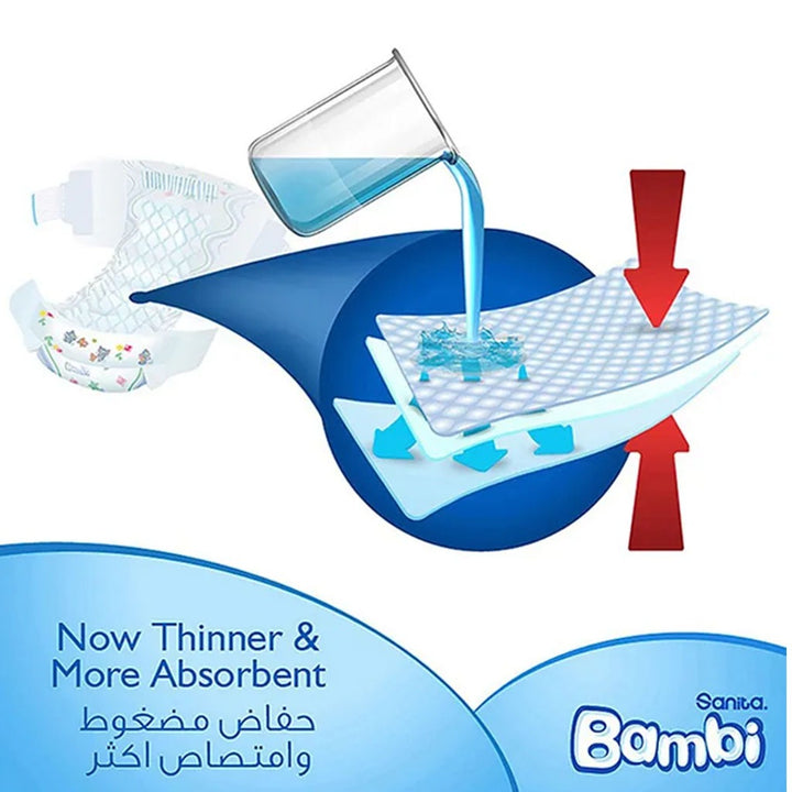 Sanita Bambi Tom And Jerry Baby Diapers, Size 4, Large, For 8-16 Kg Baby, Mega Pack of 160's - Easy Pharmacy LLC