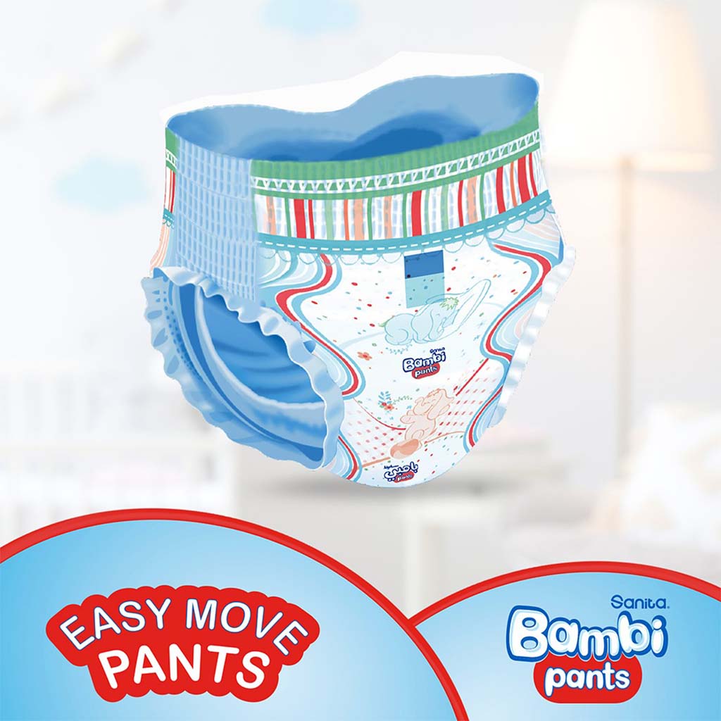 Sanita Bambi Easy Move Baby Diaper Pants, Size 6, XX-Large For 16+ Kg Baby, Jumbo Pack of 40's - Easy Pharmacy LLC