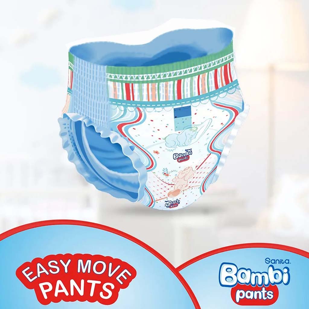 Sanita Bambi Easy Move Baby Diaper Pants, Size 6, XX-Large For 16+ Kg Baby, Jumbo Pack of 80's - Easy Pharmacy LLC