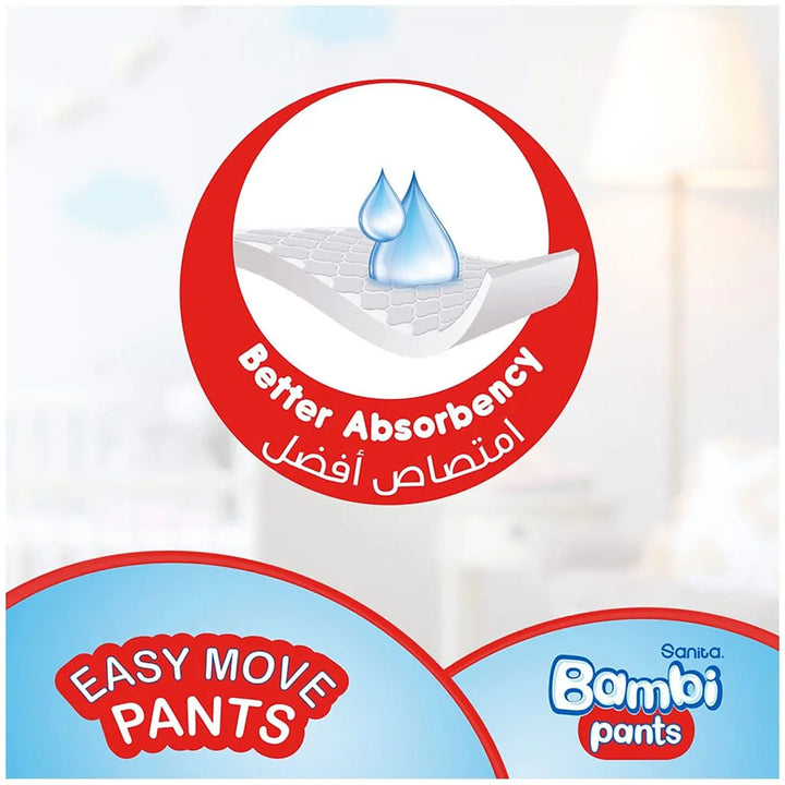 Sanita Bambi Easy Move Baby Diaper Pants, Size 6, XX-Large For 16+ Kg Baby, Jumbo Pack of 80's - Easy Pharmacy LLC