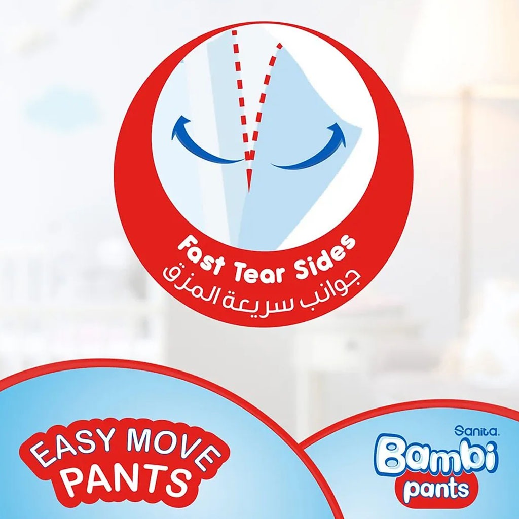 Sanita Bambi Easy Move Baby Diaper Pants, Size 6, XX-Large For 16+ Kg Baby, Jumbo Pack of 80's - Easy Pharmacy LLC