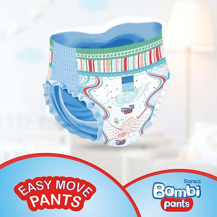 Sanita Bambi Easy Move Baby Diaper Pants, Size 5, X-Large For Baby 12-18 Kg Baby, Jumbo Pack of 44's - Easy Pharmacy LLC