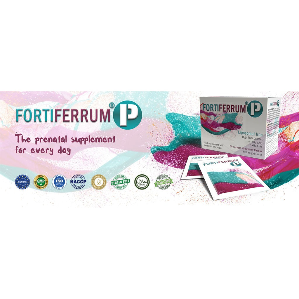 Fortiferrum P Liposomal Iron Supplement Sachets For Pregnancy With Fiber, Vitamins & Folic Acid, Pack of 30's - Easy Pharmacy LLC