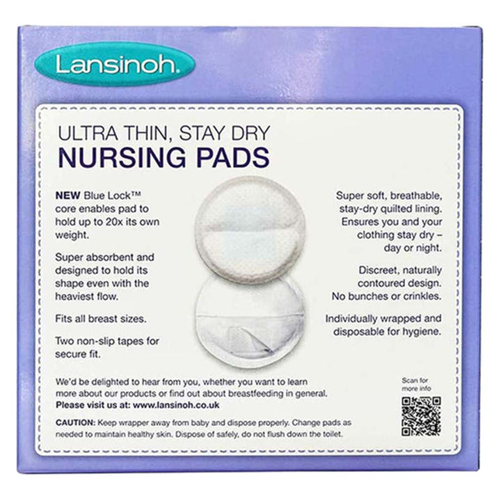 Lansinoh Ultra Thin Stay Dry Disposable Nursing Pads With Blue Lock Core, Pack of 24's - Easy Pharmacy LLC