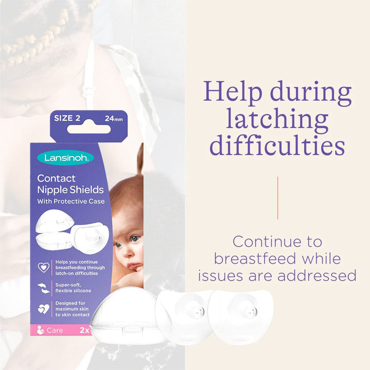 Lansinoh Contact Nipple Shields With Protective Case For Breastfeeding Moms, Size 2, 24mm, Pack of 2's - Easy Pharmacy LLC