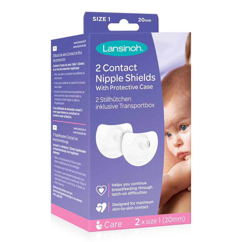 Lansinoh Contact Nipple Shields With Protective Case For Breastfeeding Moms, Size 1, 20mm, Pack of 2's - Easy Pharmacy LLC