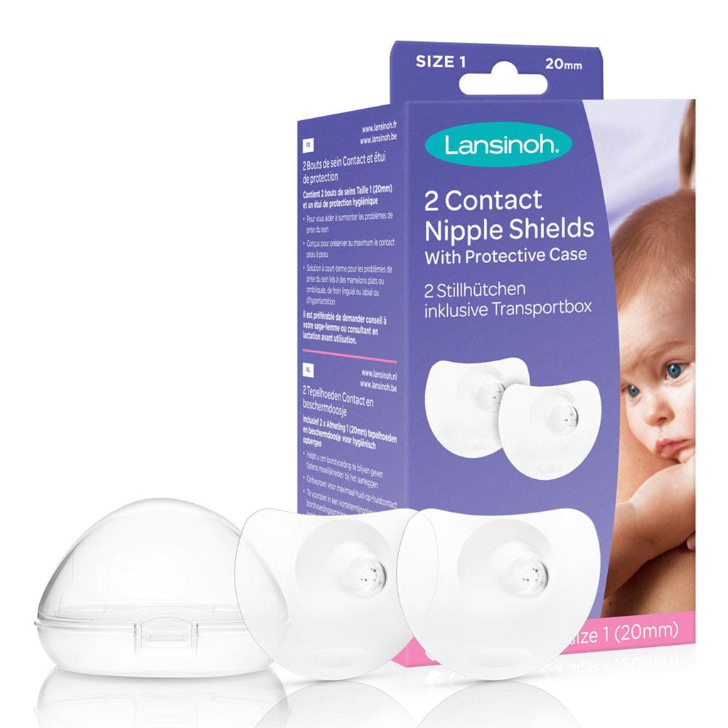 Lansinoh Contact Nipple Shields With Protective Case For Breastfeeding Moms, Size 1, 20mm, Pack of 2's - Easy Pharmacy LLC