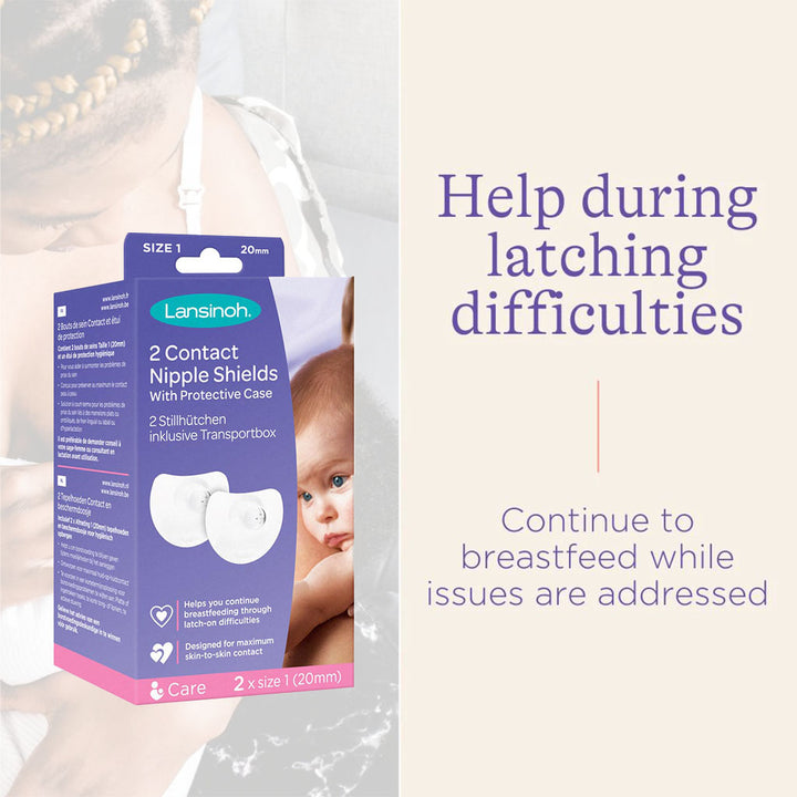 Lansinoh Contact Nipple Shields With Protective Case For Breastfeeding Moms, Size 1, 20mm, Pack of 2's - Easy Pharmacy LLC