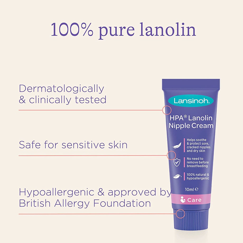 Lansinoh 100% HPA Lanolin Nipple Cream For Sore Nipples & Dry Cracked Skin 10ml - Easy Pharmacy LLC