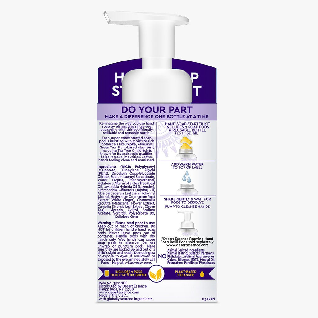 Desert Essence Foaming Hand Wash Pods Starter Kit With Tea Tree Oil & Lavender 36ml - Easy Pharmacy LLC