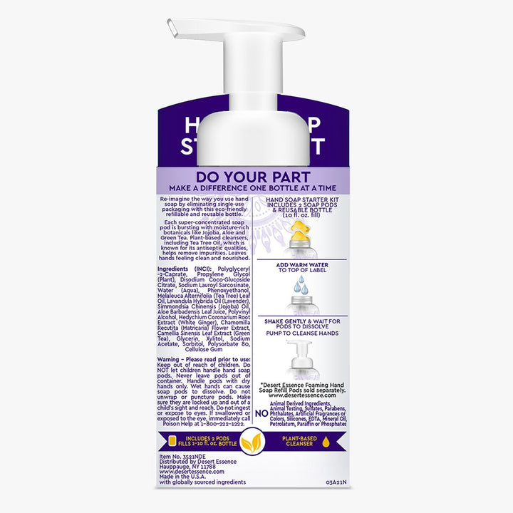 Desert Essence Foaming Hand Wash Pods Starter Kit With Tea Tree Oil & Lavender 36ml - Easy Pharmacy LLC