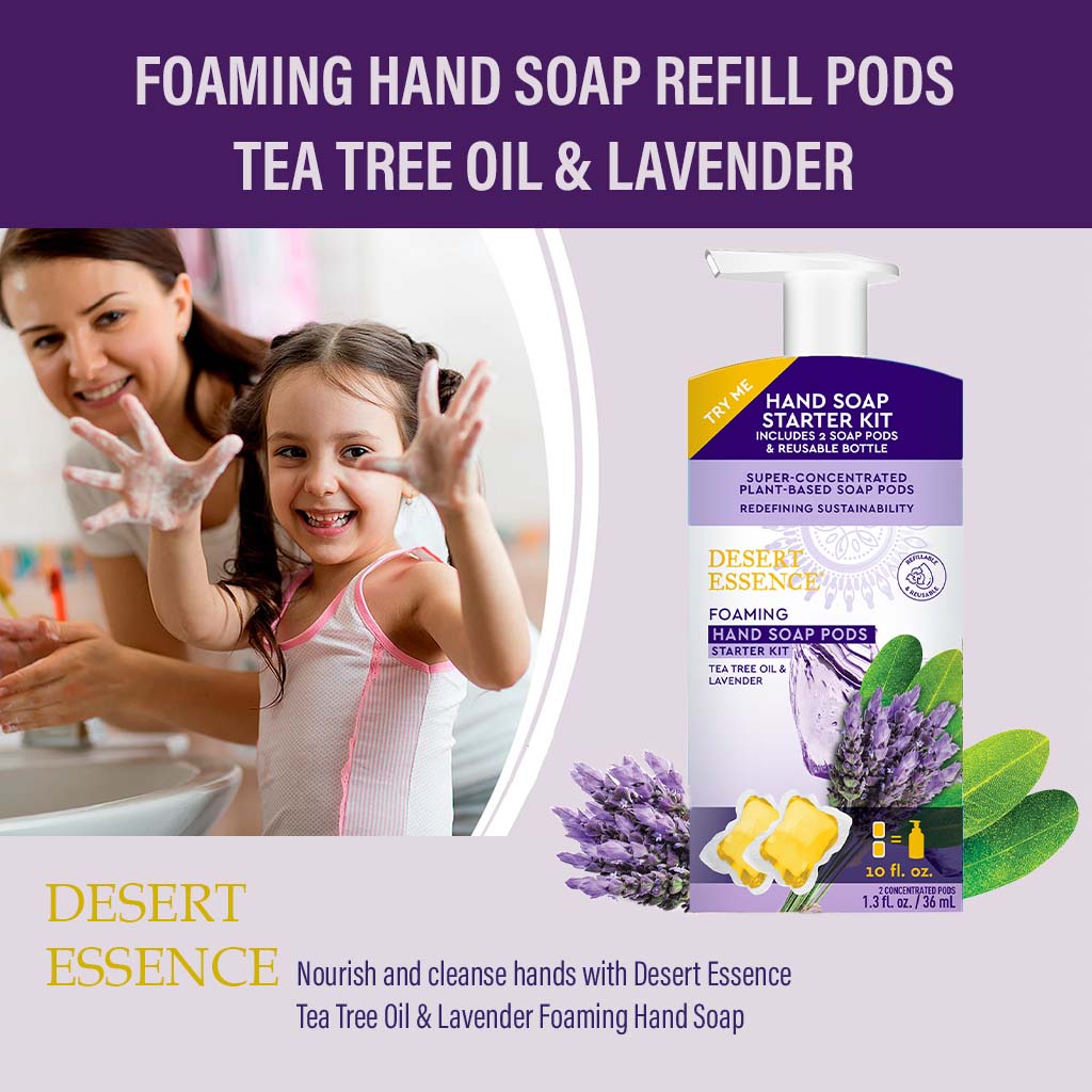 Desert Essence Foaming Hand Wash Pods Starter Kit With Tea Tree Oil & Lavender 36ml - Easy Pharmacy LLC