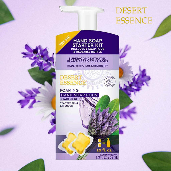 Desert Essence Foaming Hand Wash Pods Starter Kit With Tea Tree Oil & Lavender 36ml - Easy Pharmacy LLC