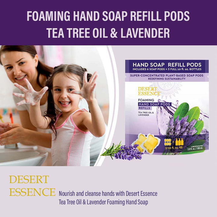 Desert Essence Foaming Hand Wash Refill Pods With Tea Tree Oil & Lavender 108ml - Easy Pharmacy LLC