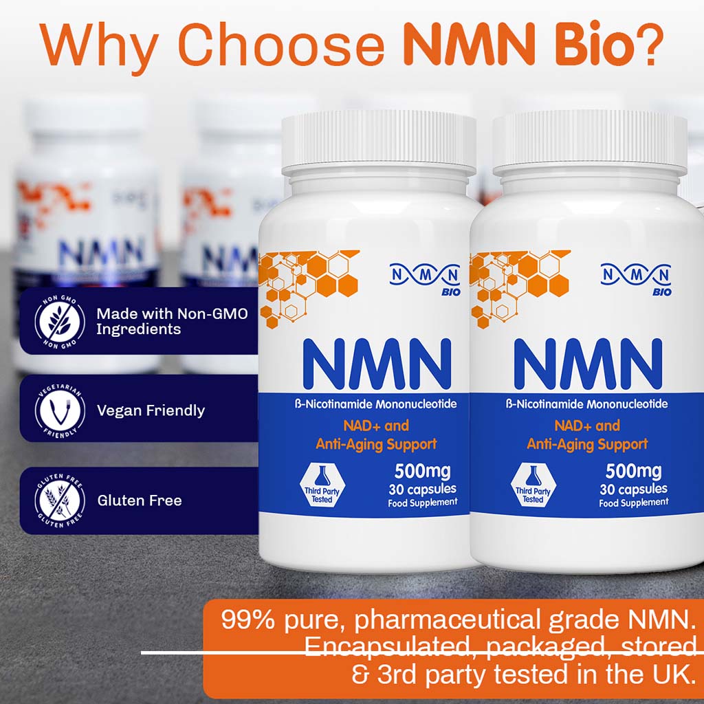 NMN Bio Beta Nicotinamide Mononucleotide 500mg Capsules For Anti-aging Support, Pack of 30's - Easy Pharmacy LLC