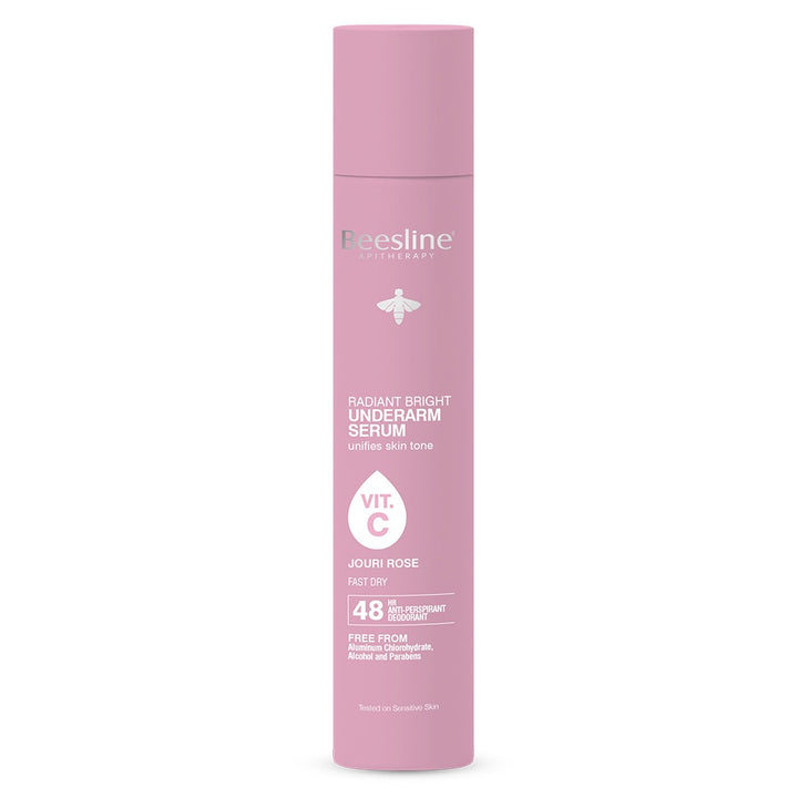 Beesline Radiant Bright Vitamin C Enriched Fast Dry Underarm Serum, Aluminum Free Antiperspirant Deodorant - Jouri Rose 150ml - Easy Pharmacy LLC