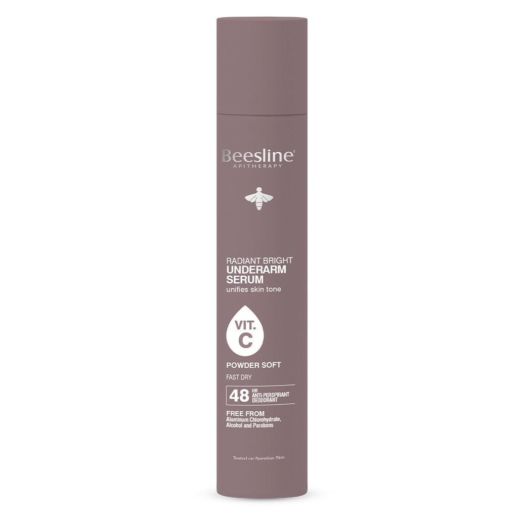 Beesline Radiant Bright Vitamin C Enriched Fast Dry Underarm Serum, Aluminum Free Antiperspirant Deodorant - Powder Soft 150ml - Easy Pharmacy LLC