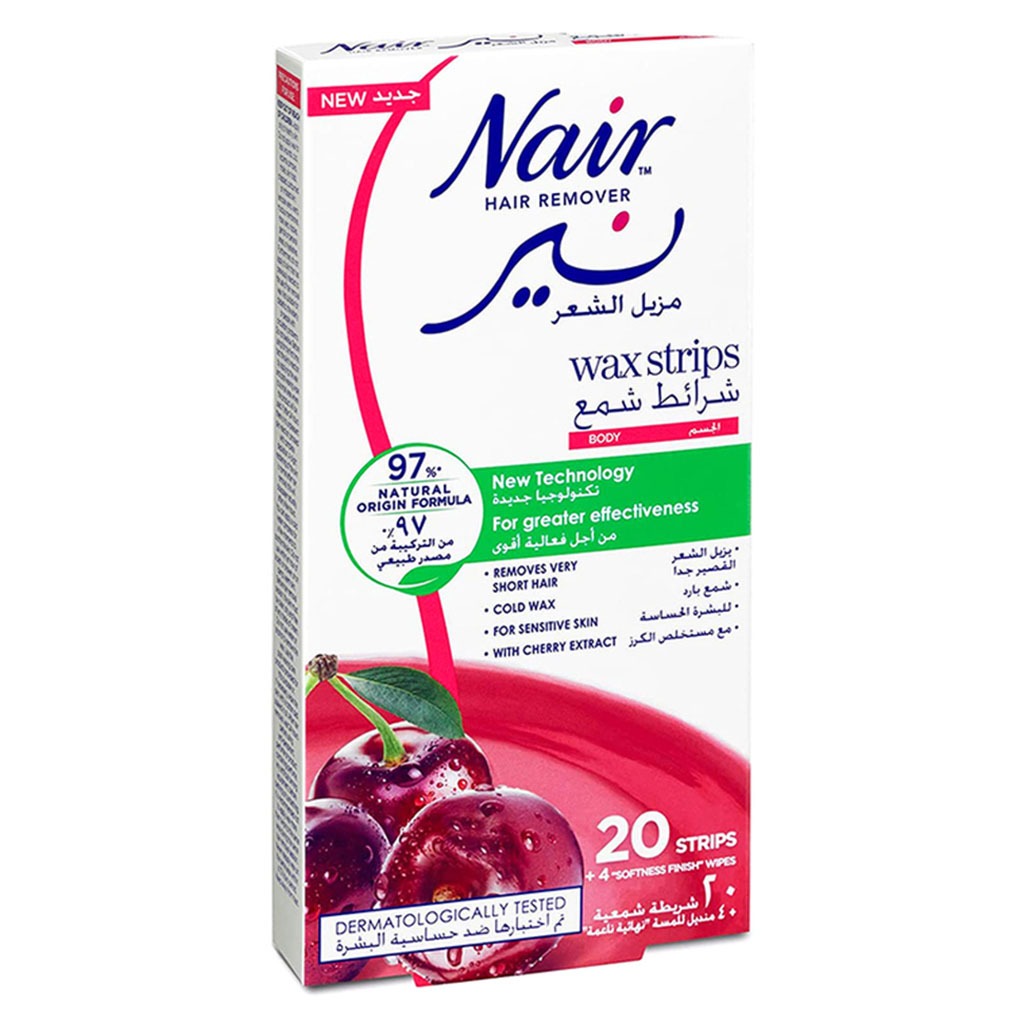 Nair Hair Remover Body Wax Strips With Cherry Extracts, Pack of 20's - Easy Pharmacy LLC