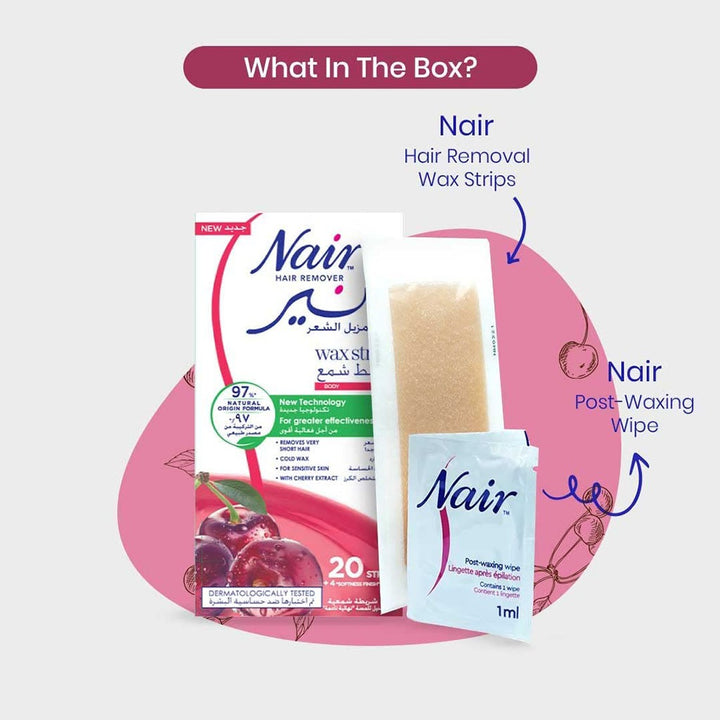Nair Hair Remover Body Wax Strips With Cherry Extracts, Pack of 20's - Easy Pharmacy LLC