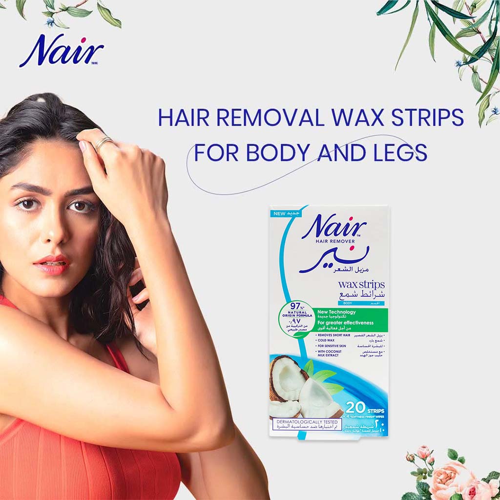 Nair Hair Remover Body Wax Strips With Coconut Milk Extracts, Pack of 20's - Easy Pharmacy LLC