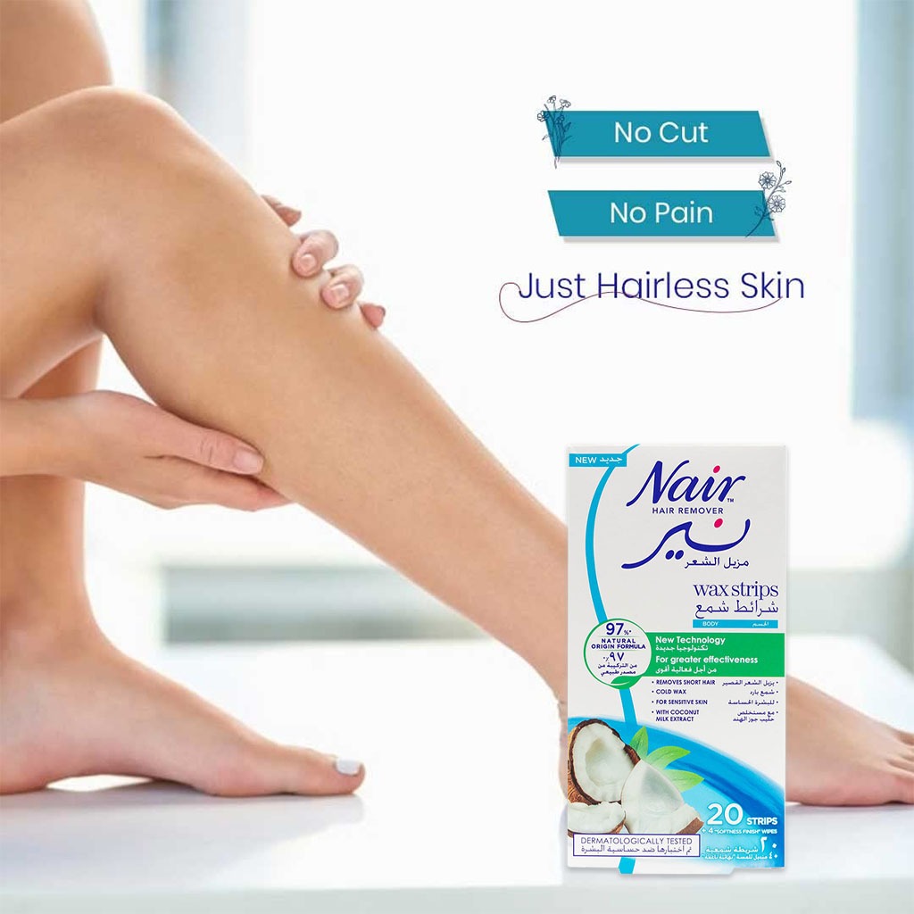 Nair Hair Remover Body Wax Strips With Coconut Milk Extracts, Pack of 20's - Easy Pharmacy LLC