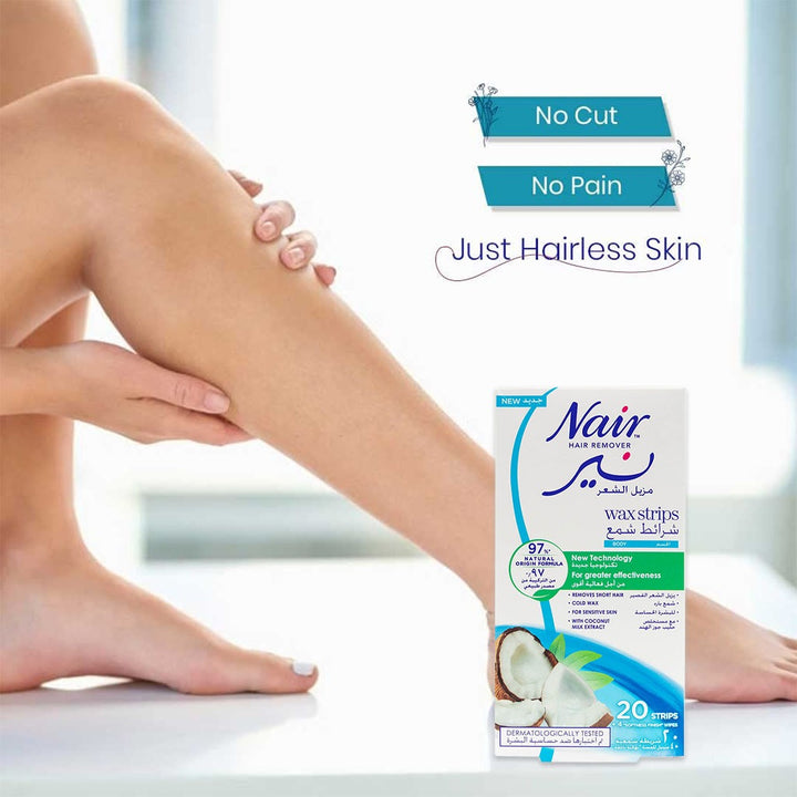 Nair Hair Remover Body Wax Strips With Coconut Milk Extracts, Pack of 20's - Easy Pharmacy LLC