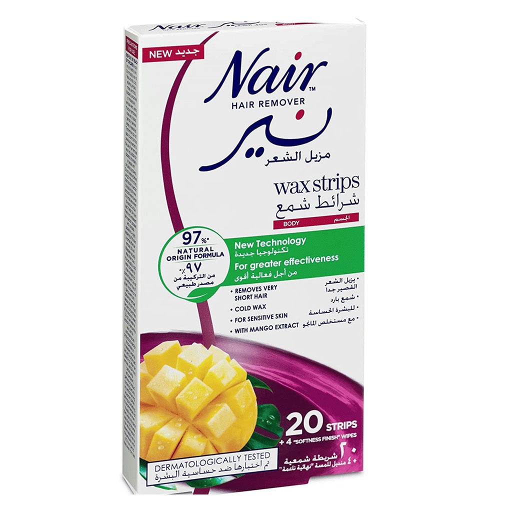 Nair Hair Remover Body Wax Strips With Mango Extracts, Pack of 20's - Easy Pharmacy LLC