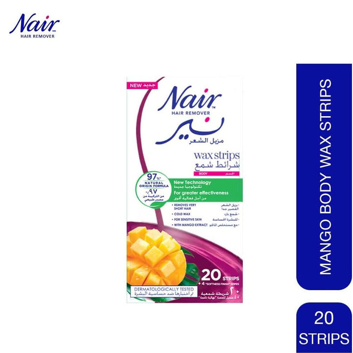 Nair Hair Remover Body Wax Strips With Mango Extracts, Pack of 20's - Easy Pharmacy LLC