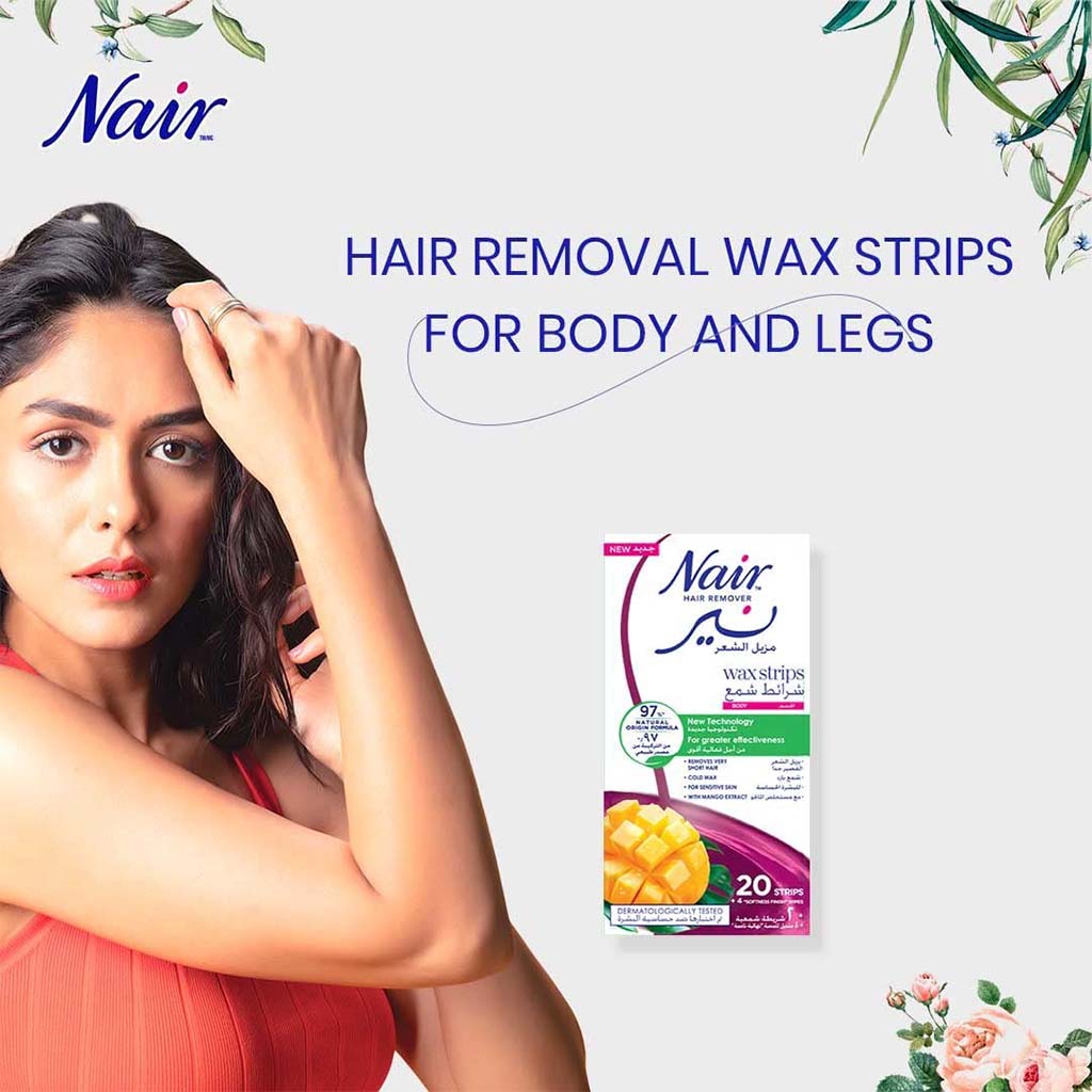Nair Hair Remover Body Wax Strips With Mango Extracts, Pack of 20's - Easy Pharmacy LLC