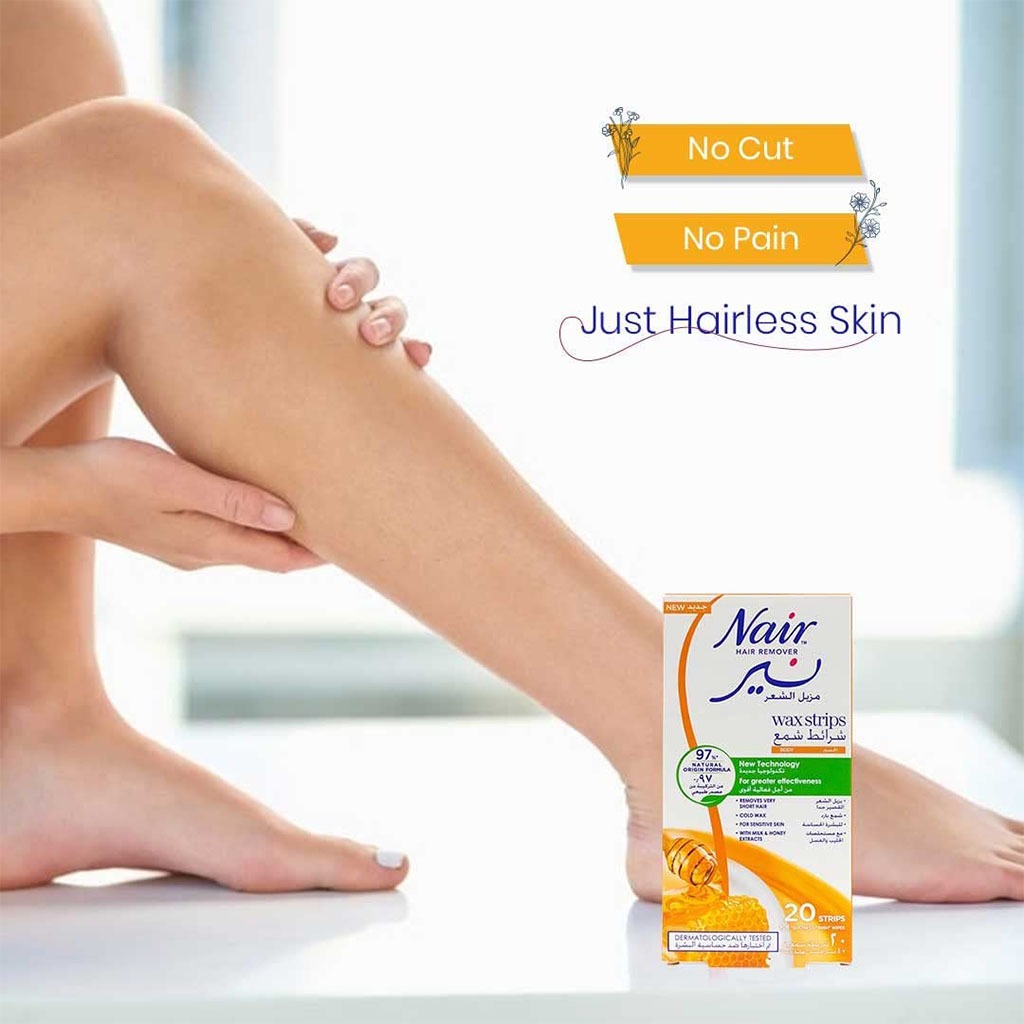 Nair Hair Remover Body Wax Strips With Milk & Honey Extract, Pack of 20's - Easy Pharmacy LLC
