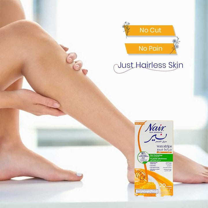 Nair Hair Remover Body Wax Strips With Milk & Honey Extract, Pack of 20's - Easy Pharmacy LLC