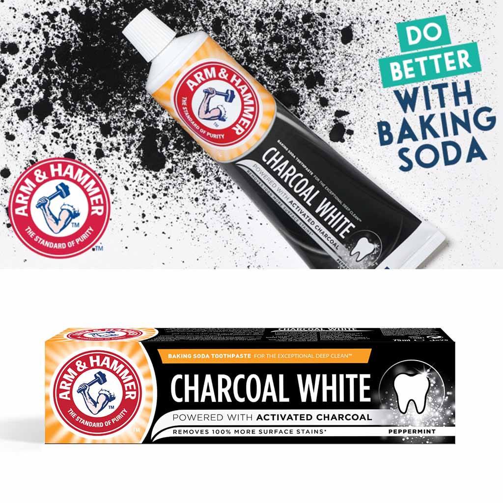 Arm & Hammer Charcoal White Toothpaste With Activated Charcoal For Stain Removal 75ml - Easy Pharmacy LLC