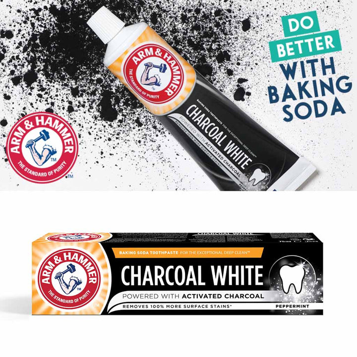 Arm & Hammer Charcoal White Toothpaste With Activated Charcoal For Stain Removal 75ml - Easy Pharmacy LLC