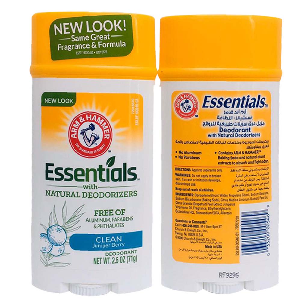 Arm & Hammer Essentials Solid Aluminium Free Deodorant With Natural Deodorizers, Clean 71g - Easy Pharmacy LLC