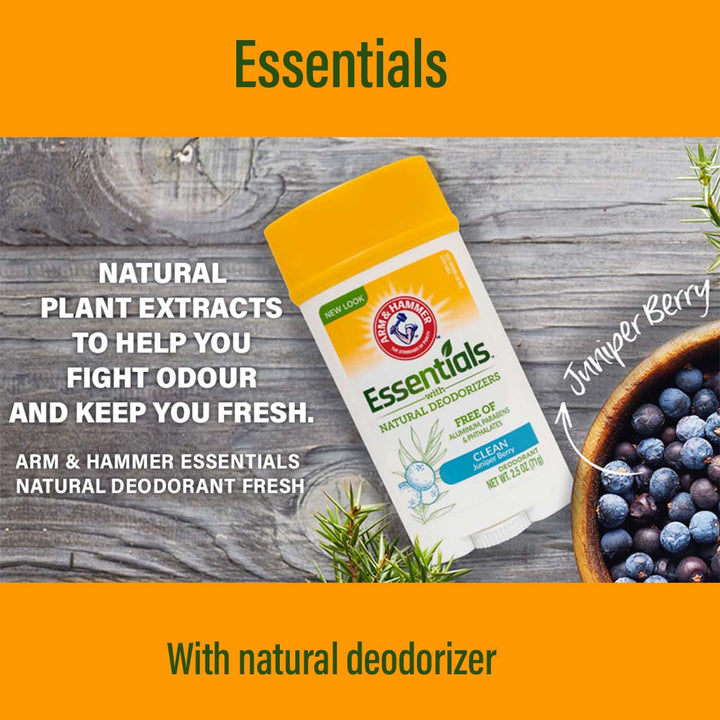 Arm & Hammer Essentials Solid Aluminium Free Deodorant With Natural Deodorizers, Clean 71g - Easy Pharmacy LLC