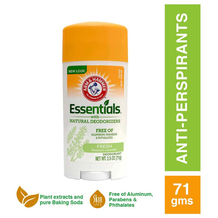 Arm & Hammer Essentials Solid Aluminium Free Deodorant With Natural Deodorizers, Fresh 71g - Easy Pharmacy LLC