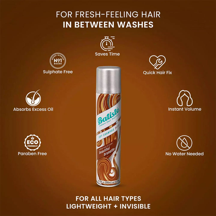 Batiste Instant Hair Refresh Dry Shampoo With A Hint Of Colour Beautiful Brunette 200ml - Easy Pharmacy LLC