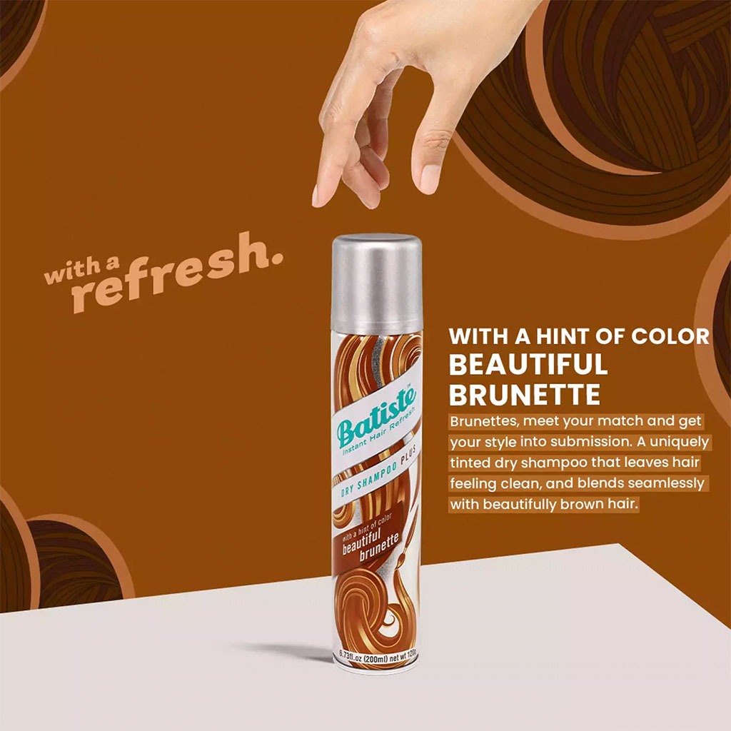 Batiste Instant Hair Refresh Dry Shampoo With A Hint Of Colour Beautiful Brunette 200ml - Easy Pharmacy LLC