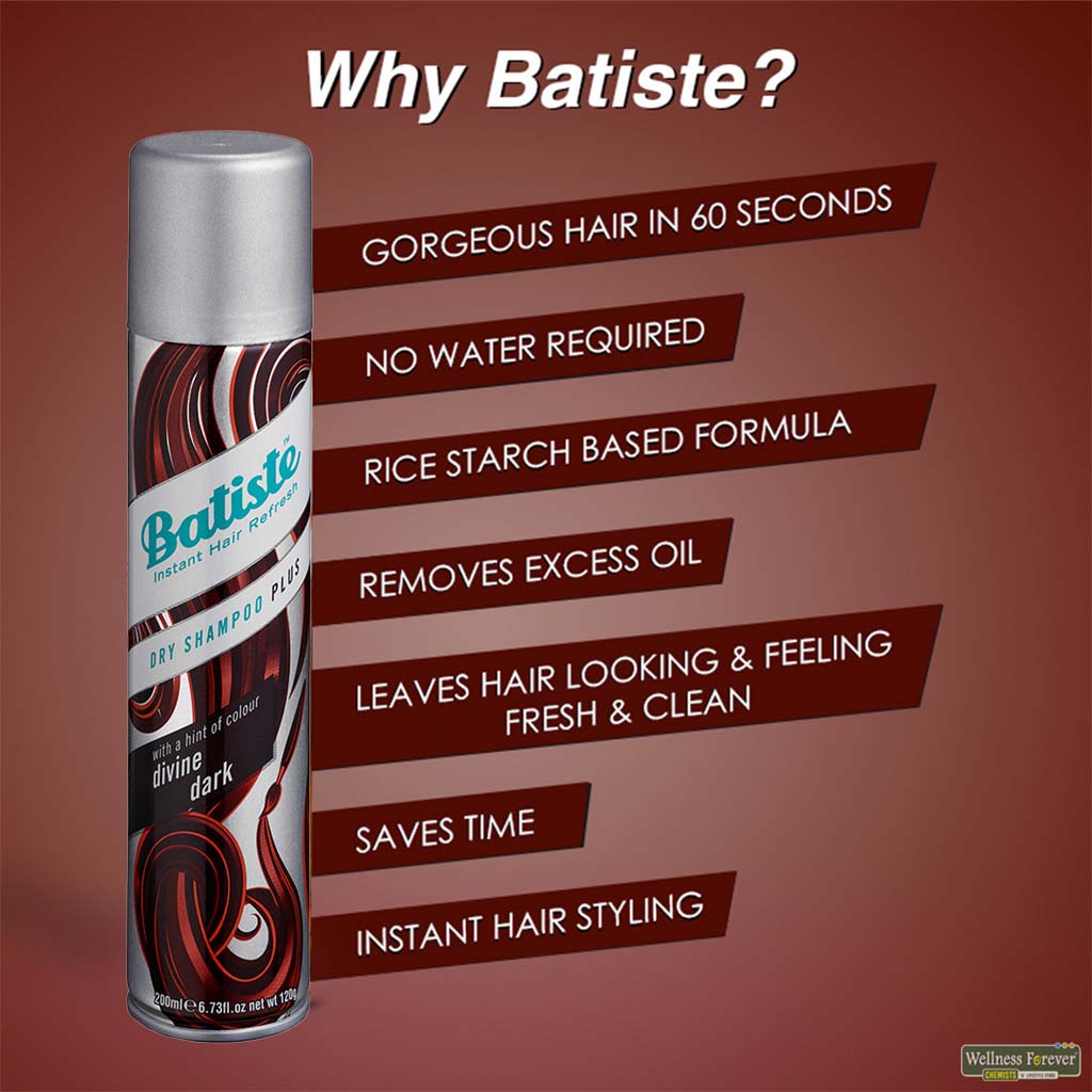 Batiste Instant Hair Refresh Dry Shampoo Plus Divine Dark 200ml - Easy Pharmacy LLC