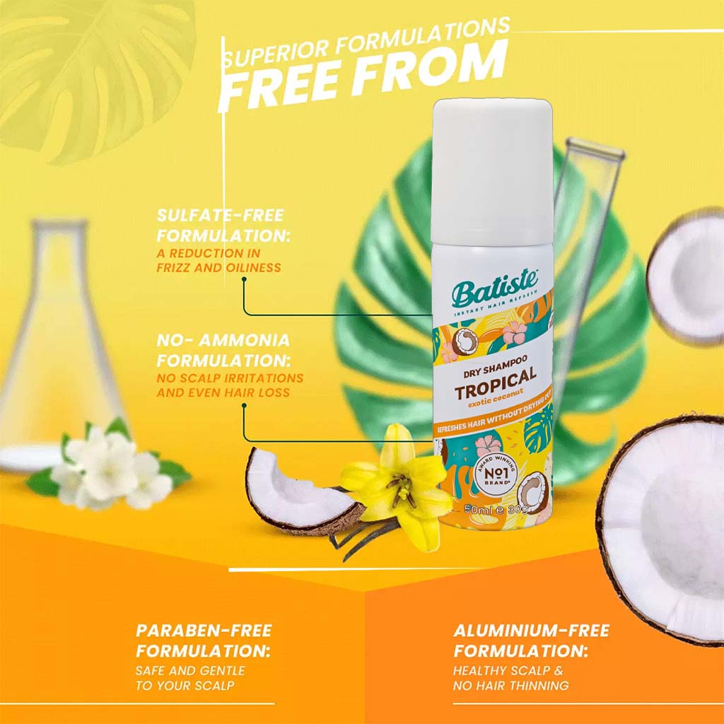 Batiste Instant Hair Refresh Dry Shampoo Tropical 50ml - Easy Pharmacy LLC