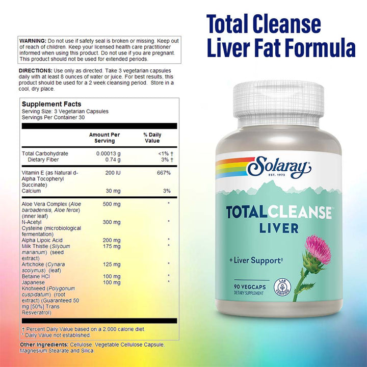 Solaray Total Cleanse Liver Fat Capsule For Liver Detoxification, Pack of 90's - Easy Pharmacy LLC