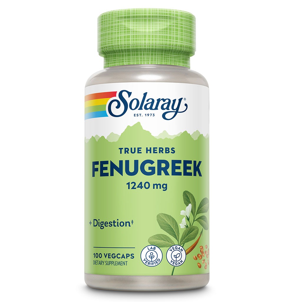 Solaray True Herbs Fenugreek 1240mg Vegetarian Capsule For Digestive Support, Pack of 100's - Easy Pharmacy LLC