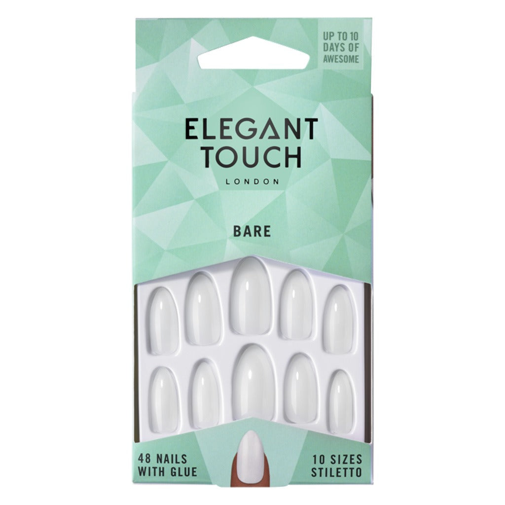 Elegant Touch Totally Bare Artificial Nails - Stiletto Shape, Pack of 48 Nails with Glue - Easy Pharmacy LLC